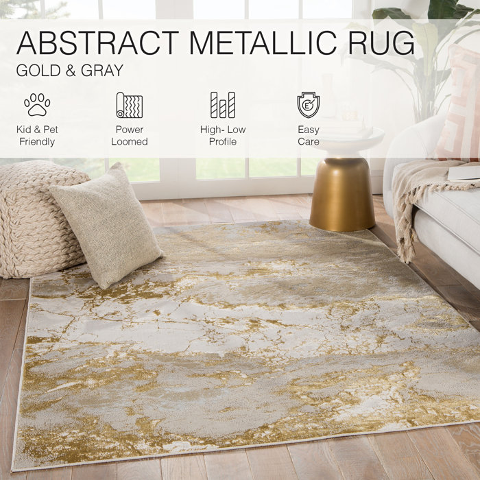 Steelside™ Kari Gray/Gold Indoor Area Rug & Reviews Wayfair